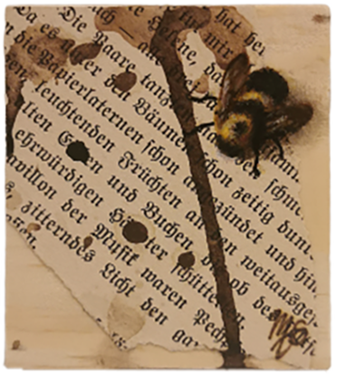 Acryl auf Buchseite & Holz